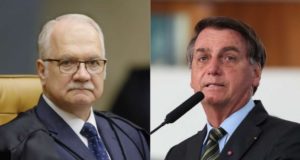 Montagem com as imagens de Edson Fachin e Jair Bolsonaro lado a lado.