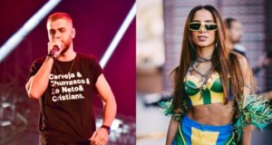 Monstagem com duas fotos, uma de Zé Neto, à esquerda, e outra da Anitta, à direita.