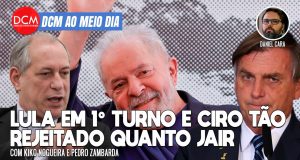 DCM Ao Meio-Dia: Pesquisa aponta vitória de Lula em 1º turno e Ciro com rejeição próxima da de Bolsonaro