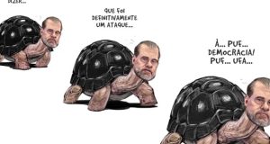 Ilustração de Dias Toffoli sendo representado como tartaruga