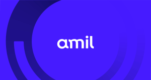 Logo da Amil em fundo azul