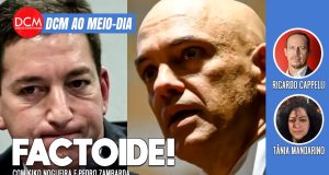 DCM Ao Meio-Dia: Com factoide de Glenn, Folha faz campanha contra Moraes para anistiar Bolsonaro. Foto: Reprodução/DCMTV