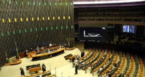 O plenário da Câmara dos Deputados visto de cima